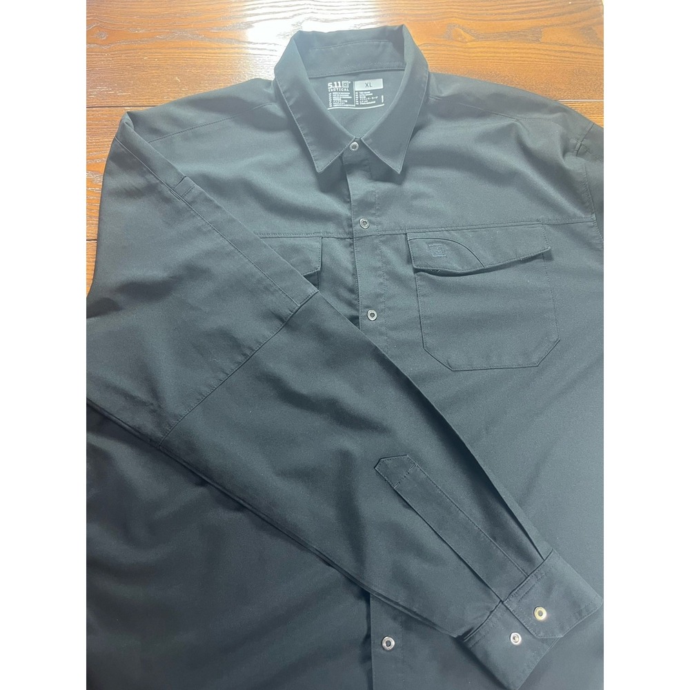 5.11 Tactical Series Mens Long Sleeve Shirt Casual Black Size XL Snap Button EUC
